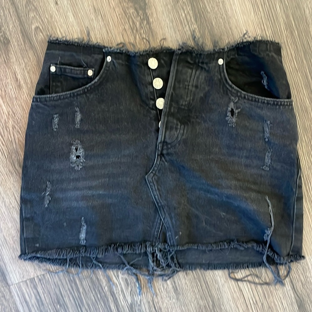 Black Jean distressed miniskirt -urban outfitters size medium